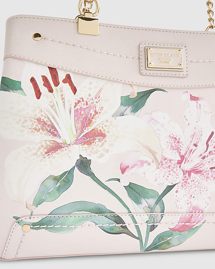 Pink Lilies Chain Handle Tote Bag