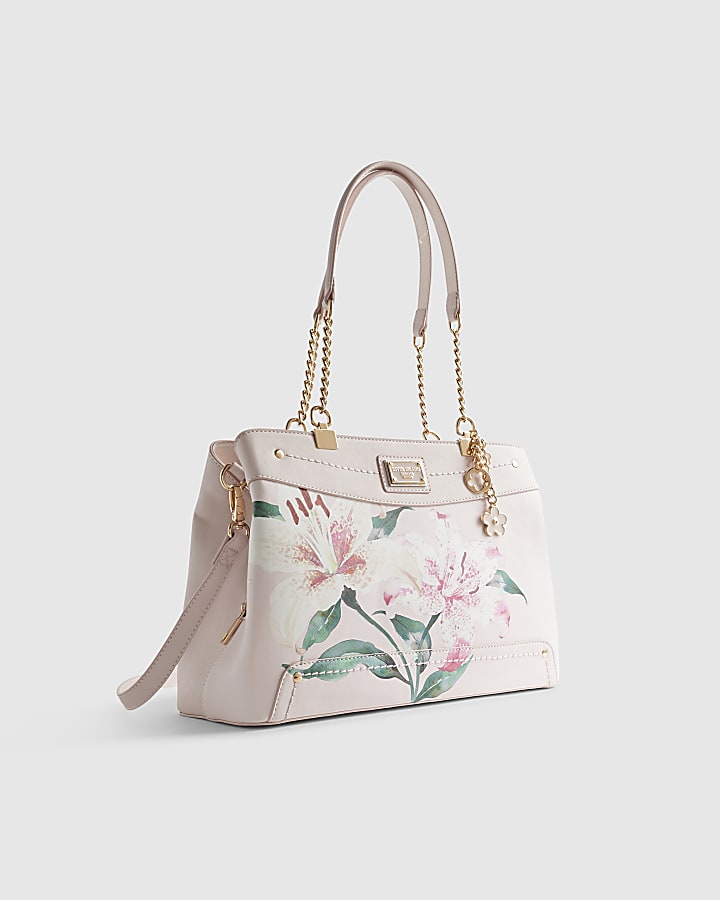 Pink Lilies Chain Handle Tote Bag