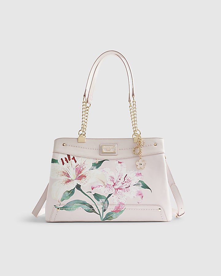 Pink Lilies Chain Handle Tote Bag