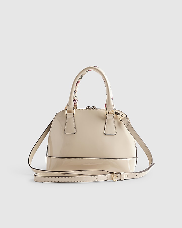 Cream Scarf Handle Cross Body Bag