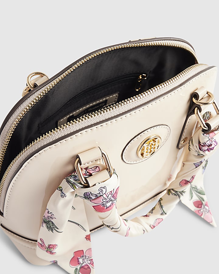 Cream Scarf Handle Cross Body Bag