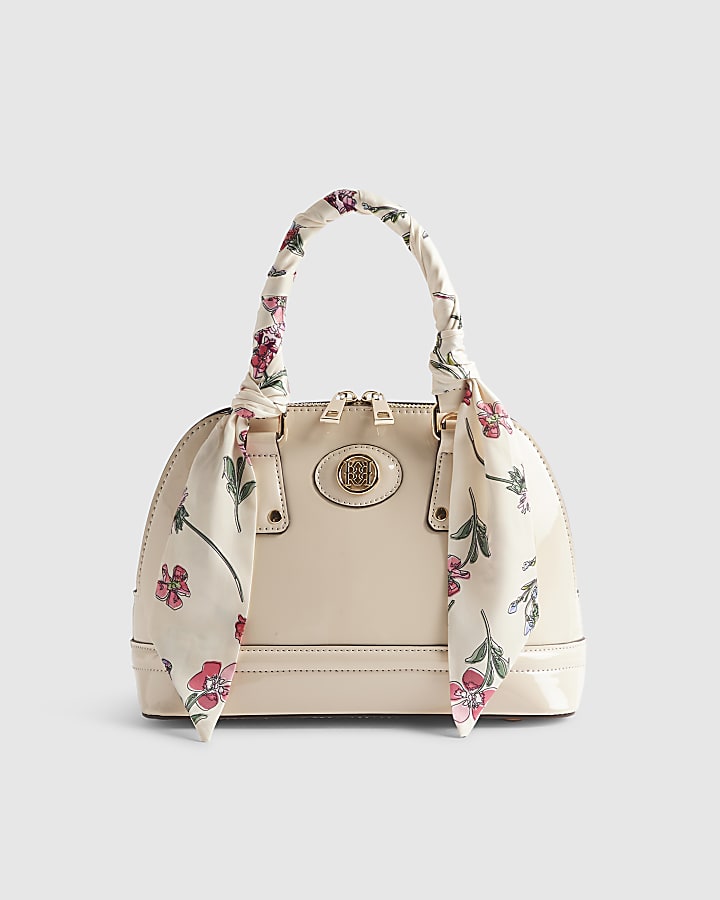 Cream Scarf Handle Cross Body Bag