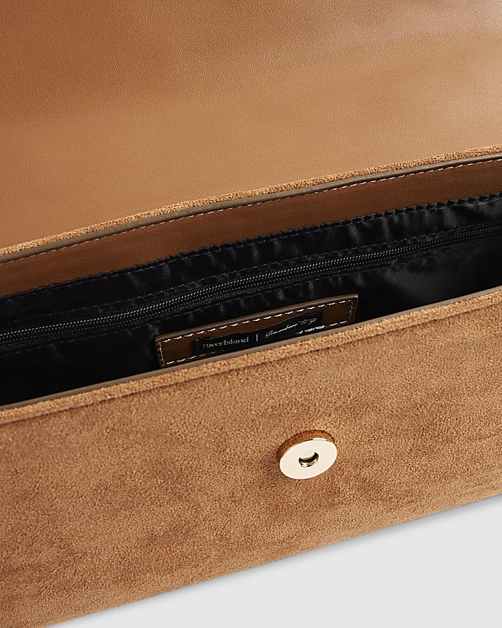 Brown Faux Suede Charms Cross Body Bag