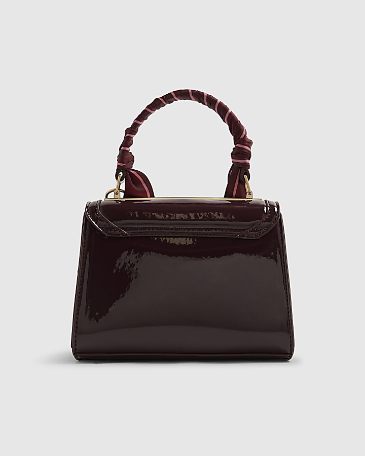 Red Mini Patent Cross Body Tote Bag