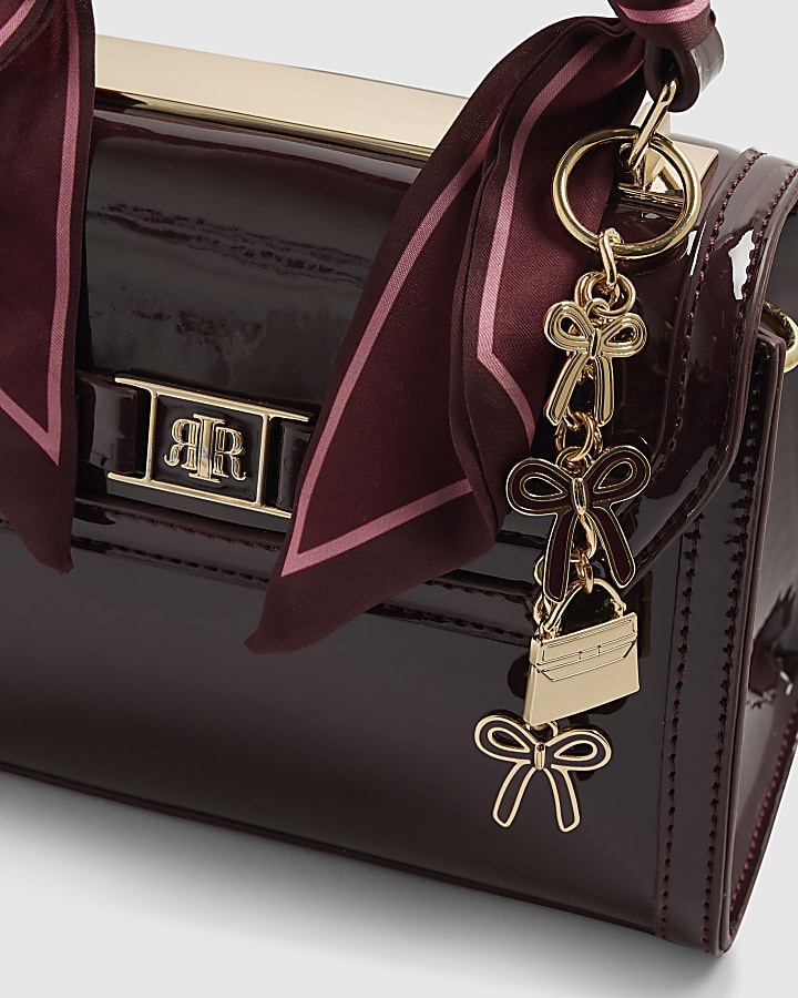 Red Mini Patent Cross Body Tote Bag