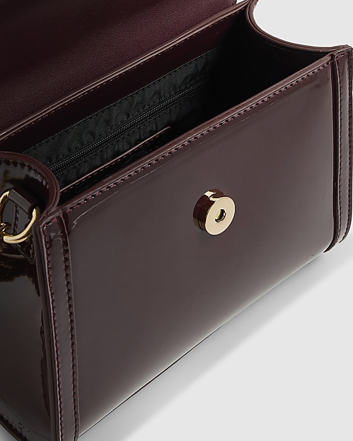 Red Mini Patent Cross Body Tote Bag