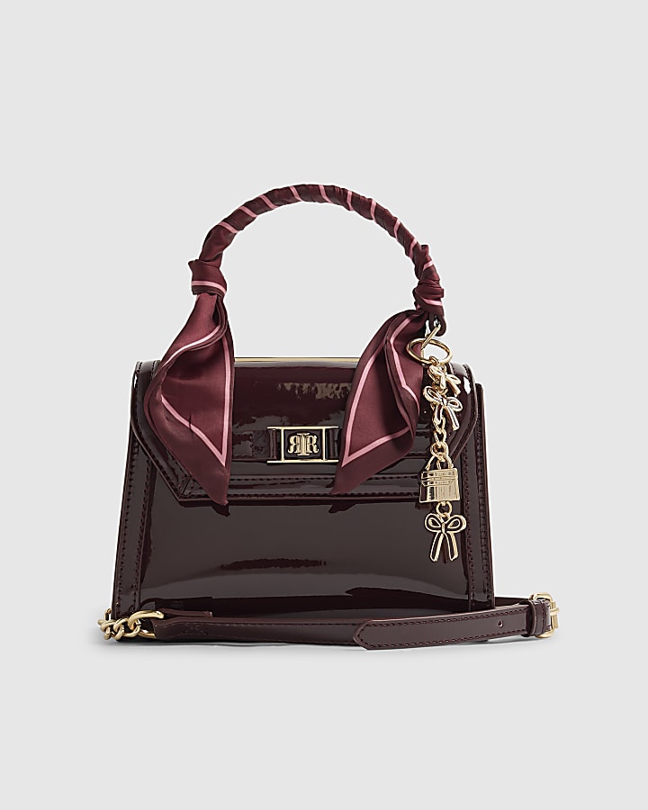 Red Mini Patent Cross Body Tote Bag