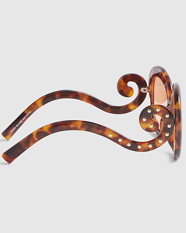 Orange Swirl Tortoiseshell Round Sunglasses