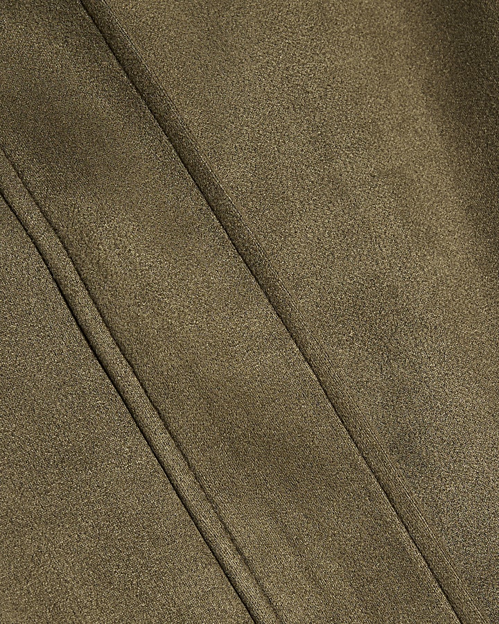 Khaki Faux Suede Bomber Jacket