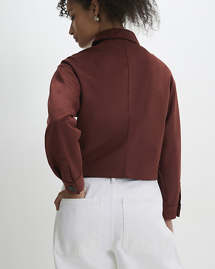 Red Faux Suede Overshirt