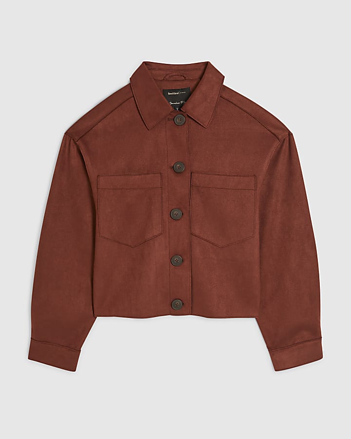 Red Faux Suede Overshirt