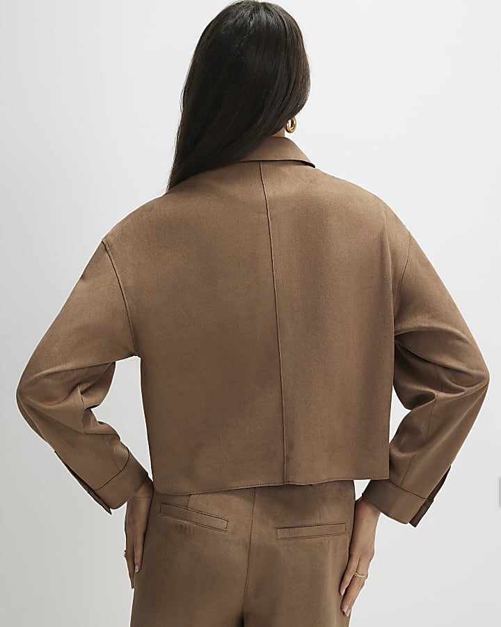 Beige Faux Suede Overshirt