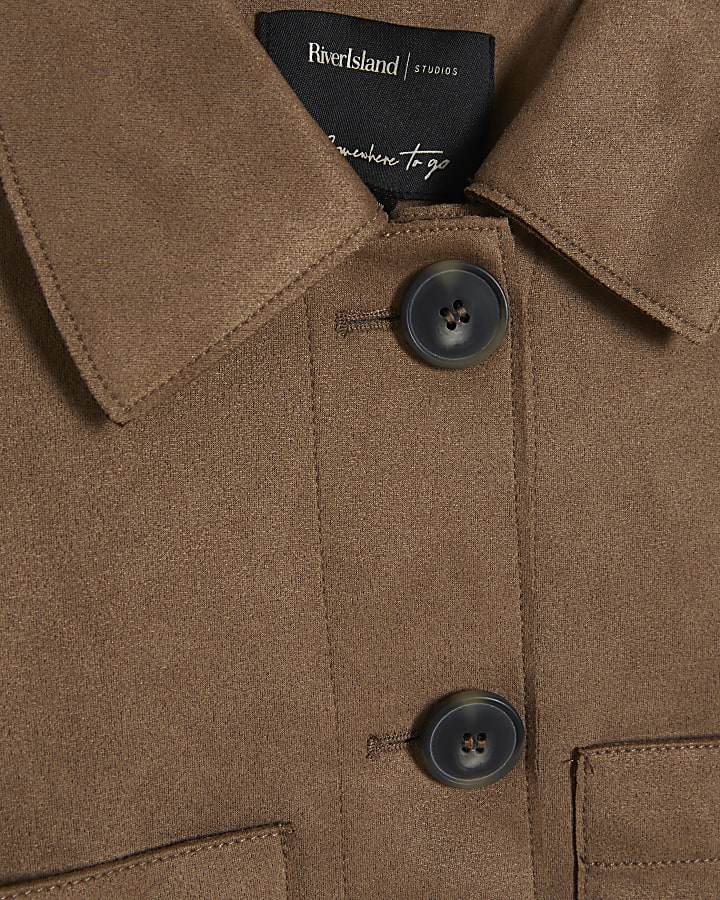 Beige Faux Suede Overshirt