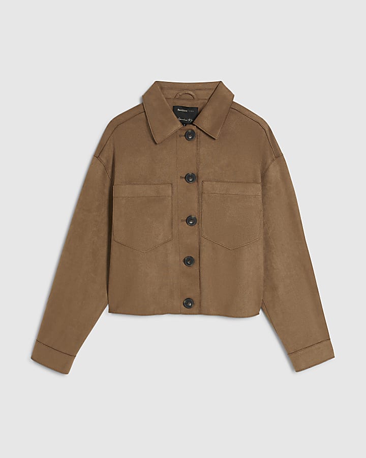 Beige Faux Suede Overshirt