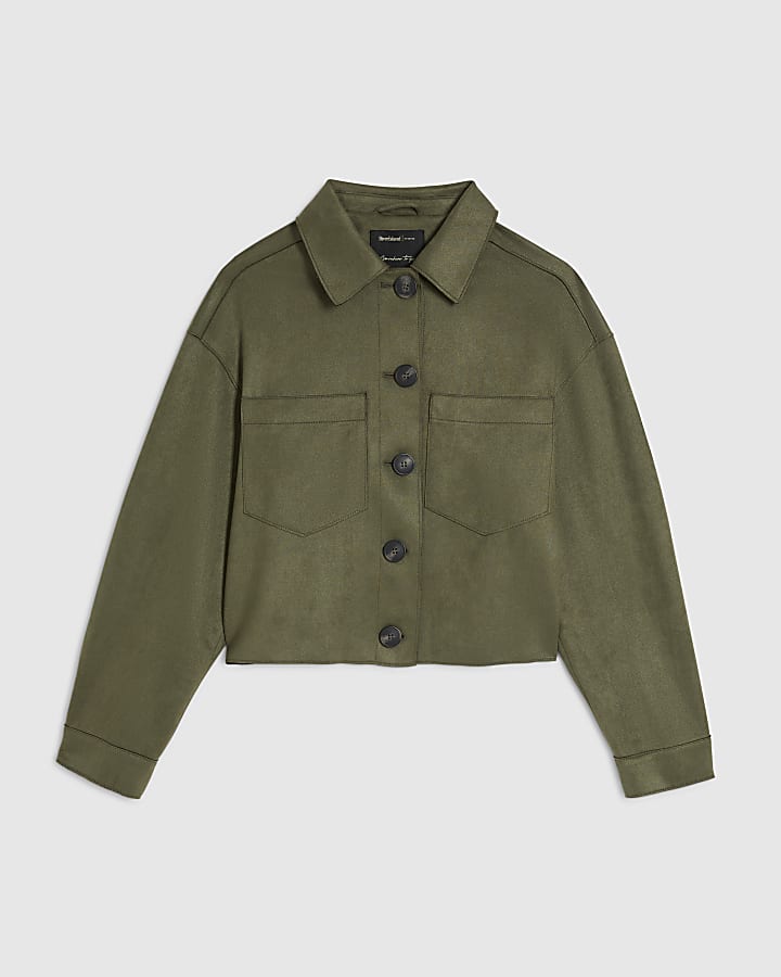 Khaki Faux Suede Overshirt