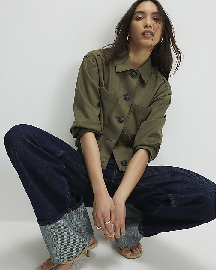 Khaki Faux Suede Overshirt