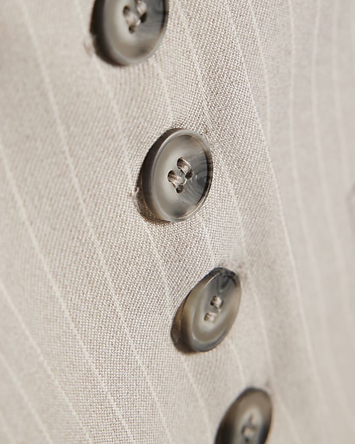 Grey Sleeveless Pinstripe Cropped Waistcoat