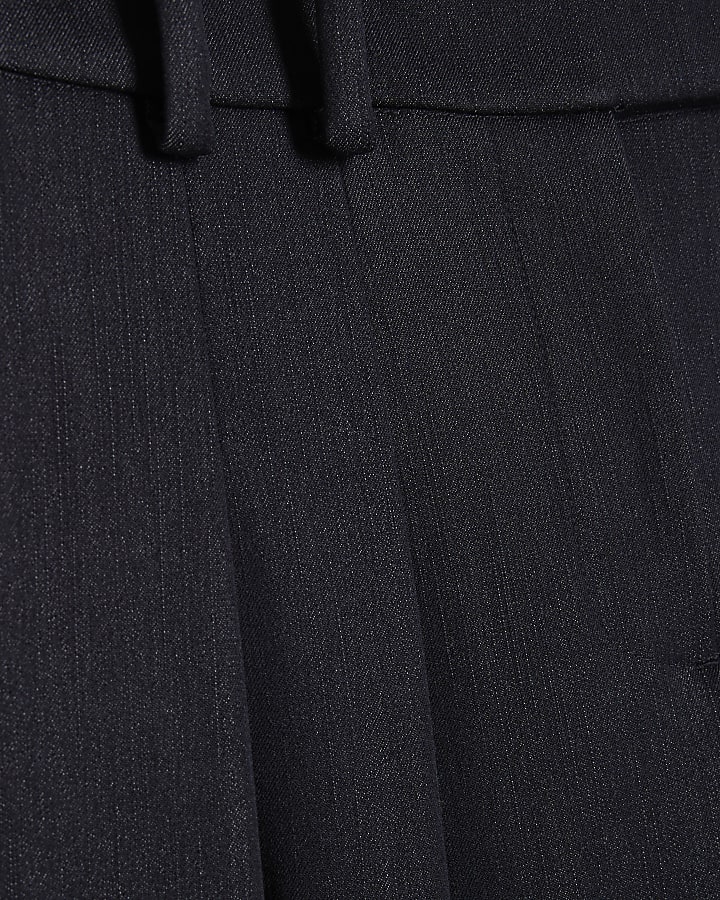 Navy Denim Look Wide Leg Trousers