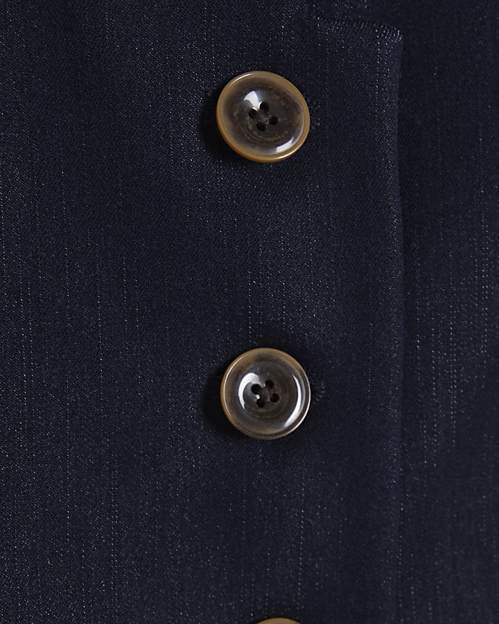 Blue High Neck Denim Waistcoat