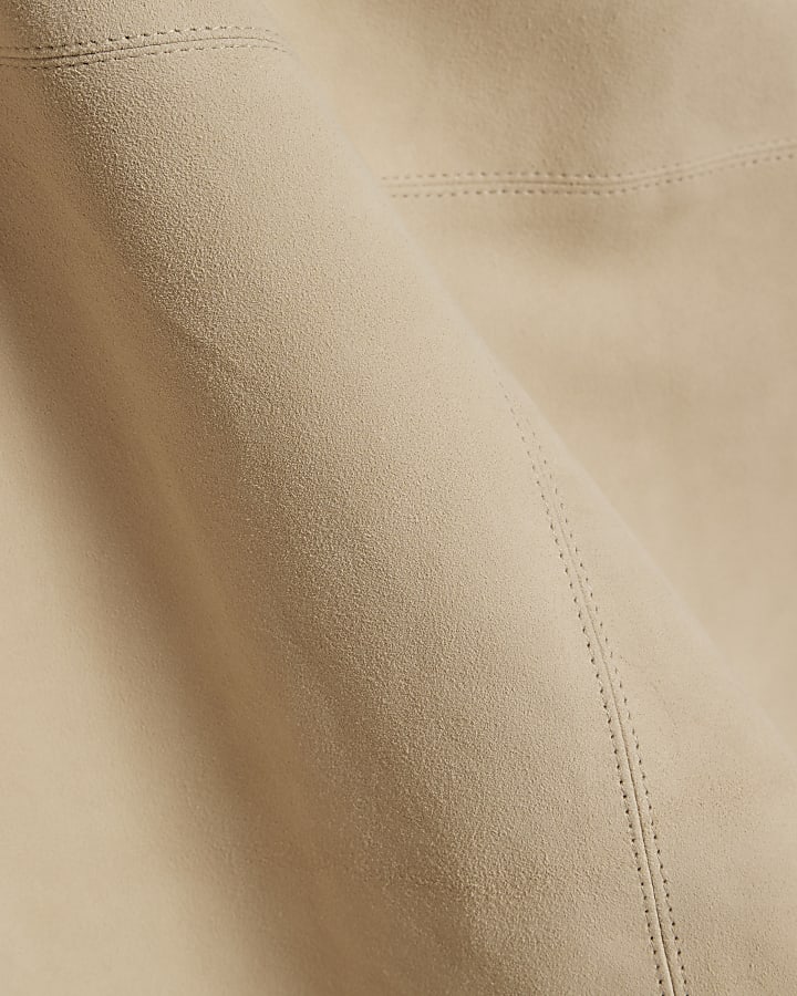 Cream Suede Seam Detail Maxi Skirt