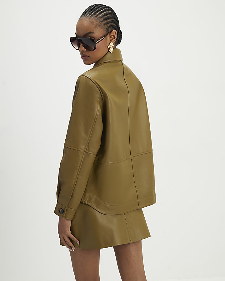 Green Leather Overshirt