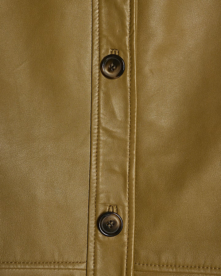 Green Leather Overshirt