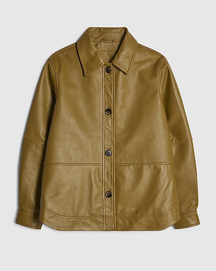 Green Leather Overshirt