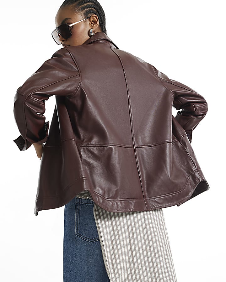 Red Leather Overshirt