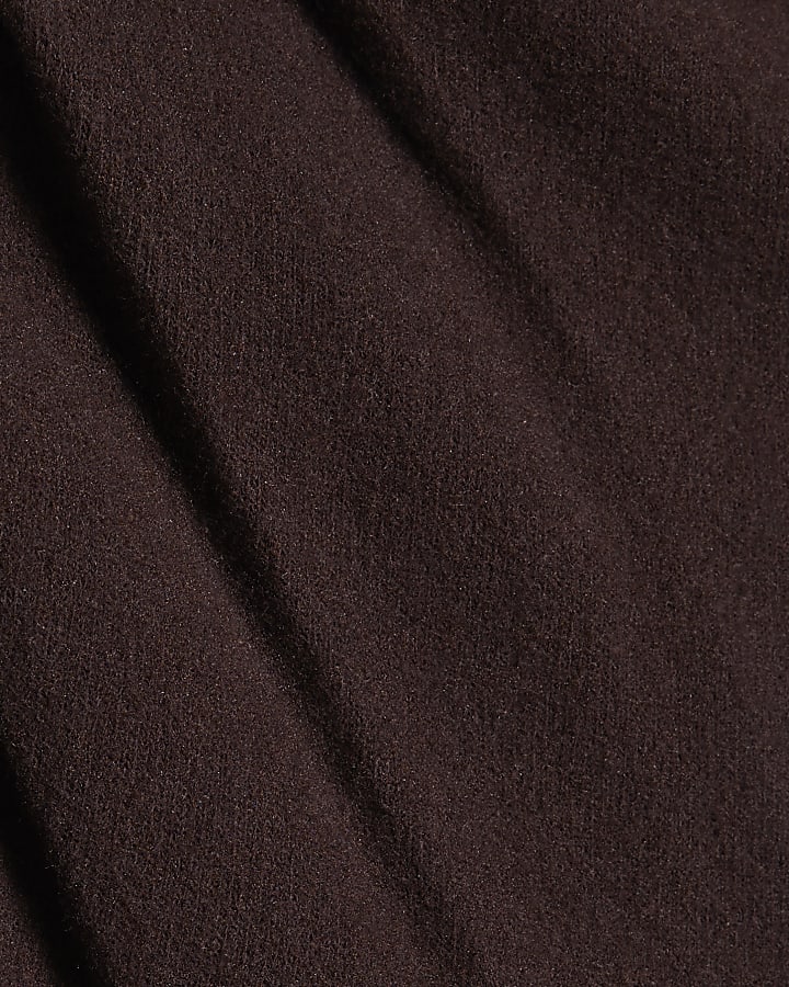 Brown Cosy Sleeveless Drape Top