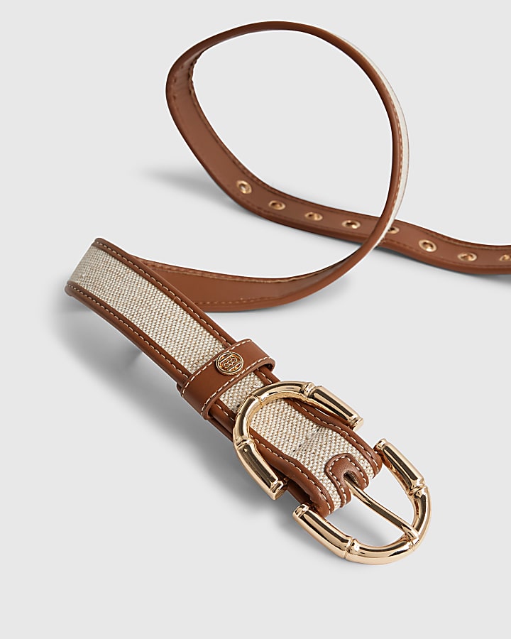 Beige Bamboo Buckle Belt
