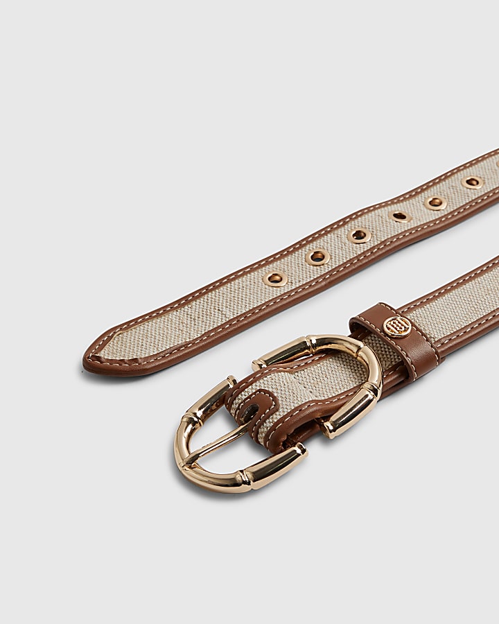Beige Bamboo Buckle Belt
