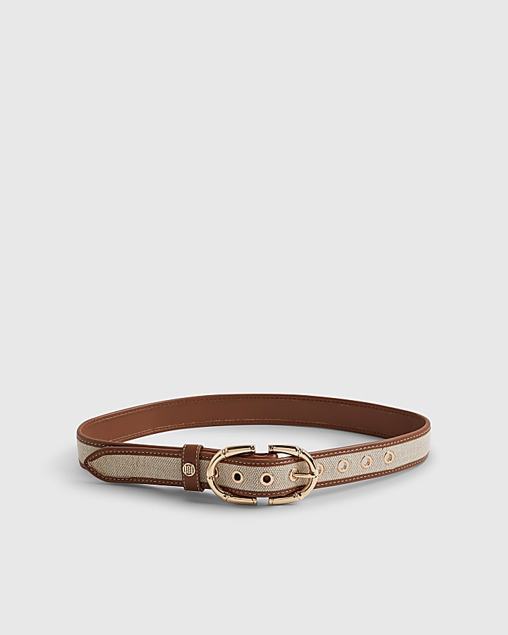 Beige Bamboo Buckle Belt