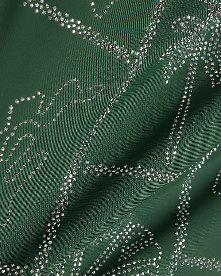 Green Strappy Embellished Swimsuit