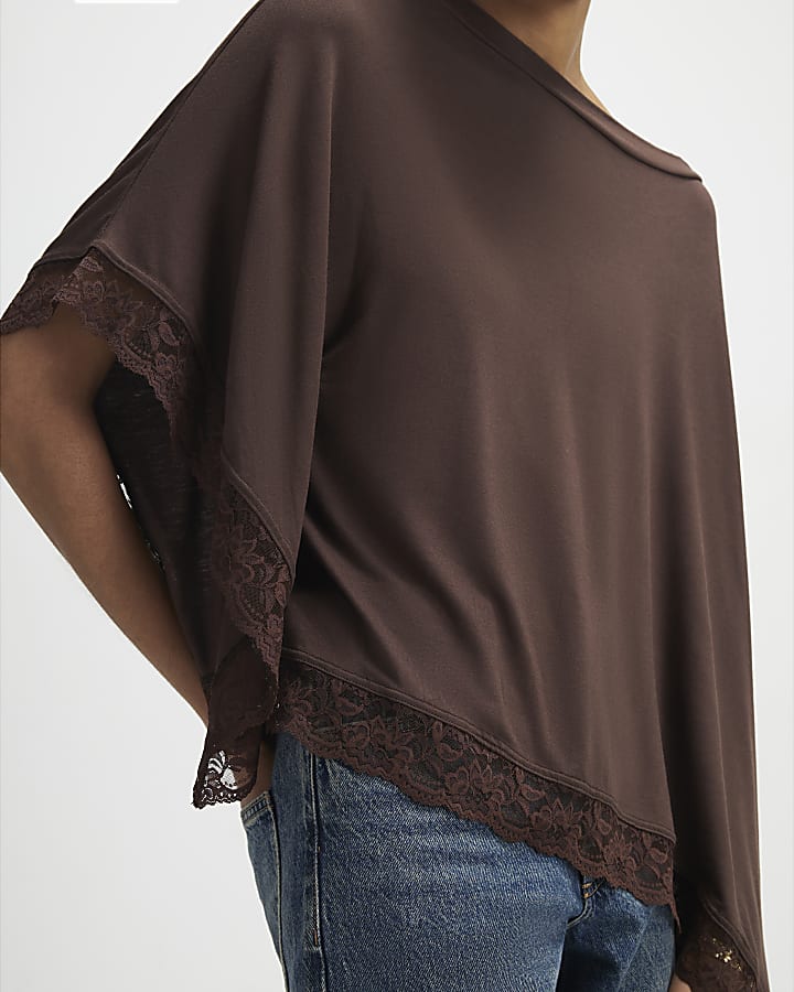 Brown Lace Trim Cape