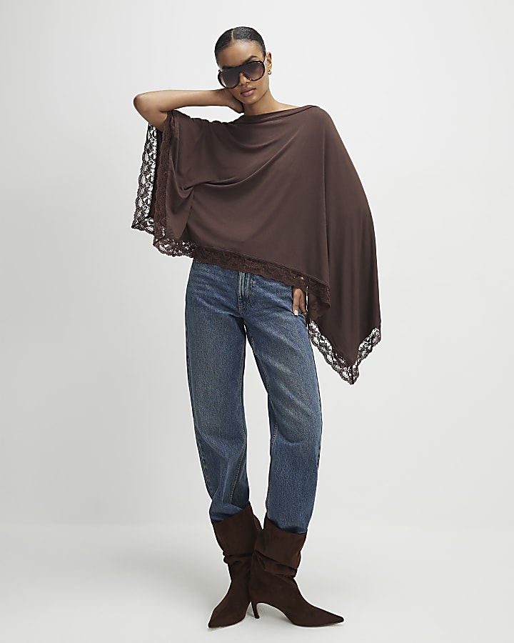 Brown Lace Trim Cape