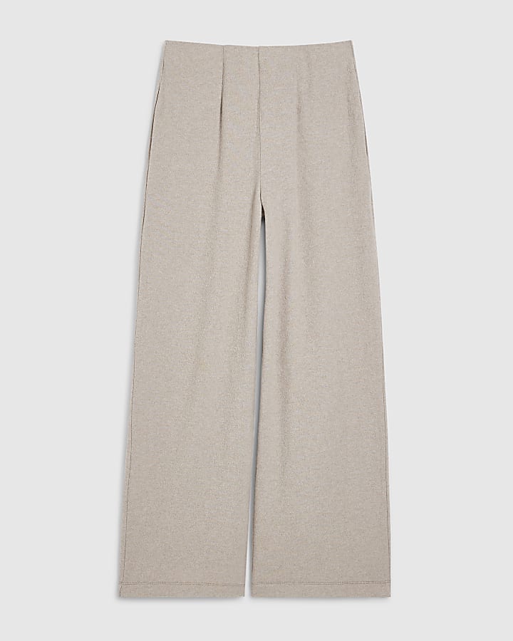 Beige Cosy Wide Leg Trousers