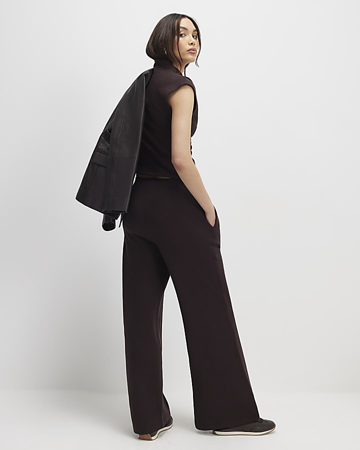 Brown Cosy Wide Leg Trousers