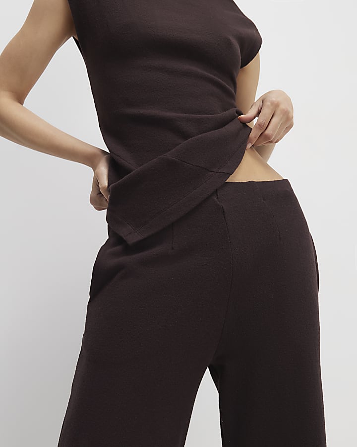 Brown Cosy Wide Leg Trousers