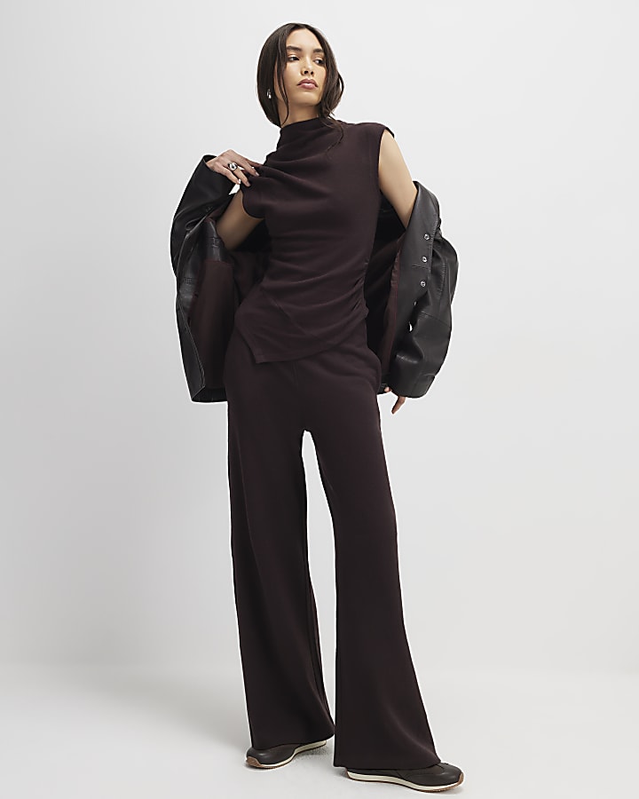 Brown Cosy Wide Leg Trousers