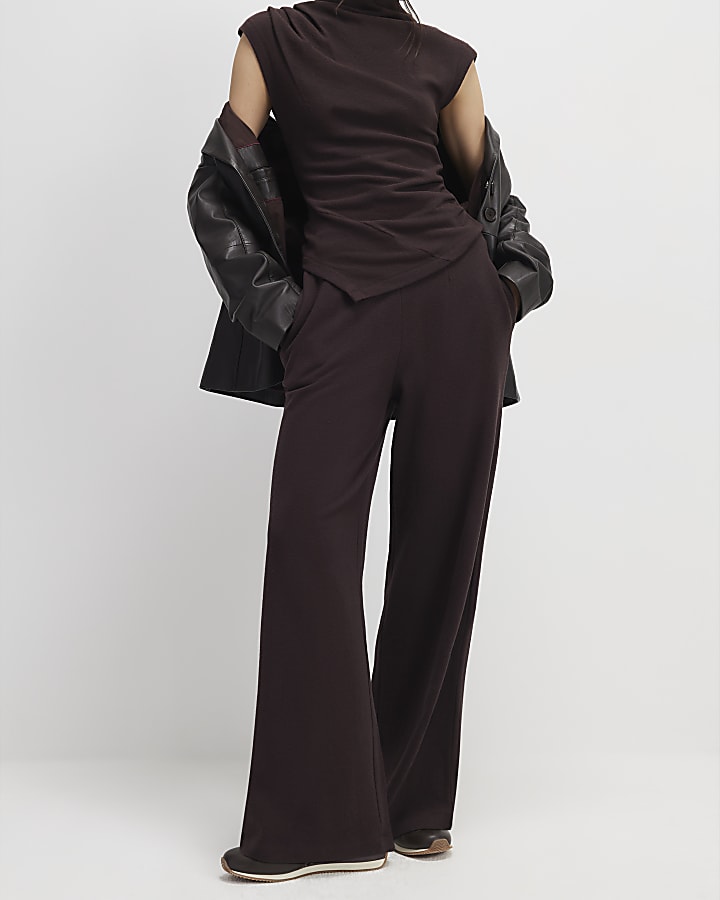 Brown Cosy Wide Leg Trousers