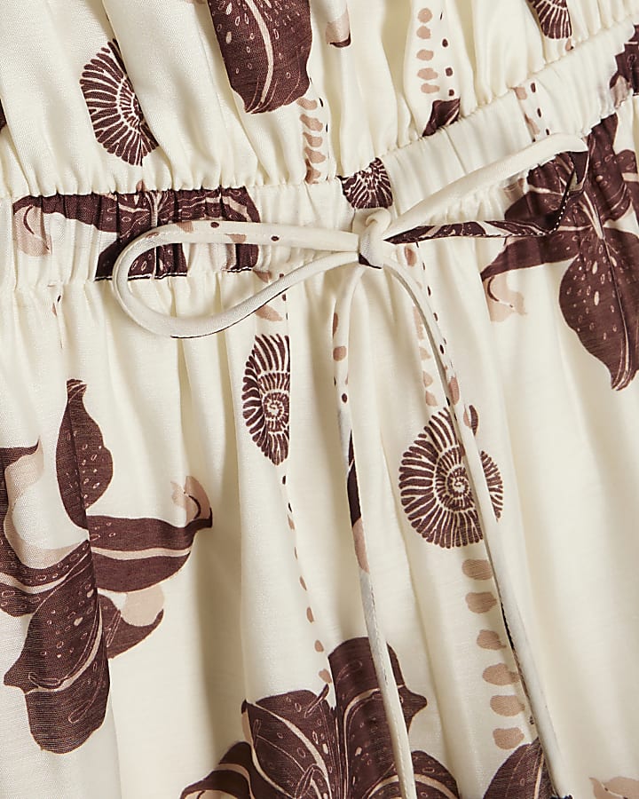 Cream Palm Print Jumpsuit