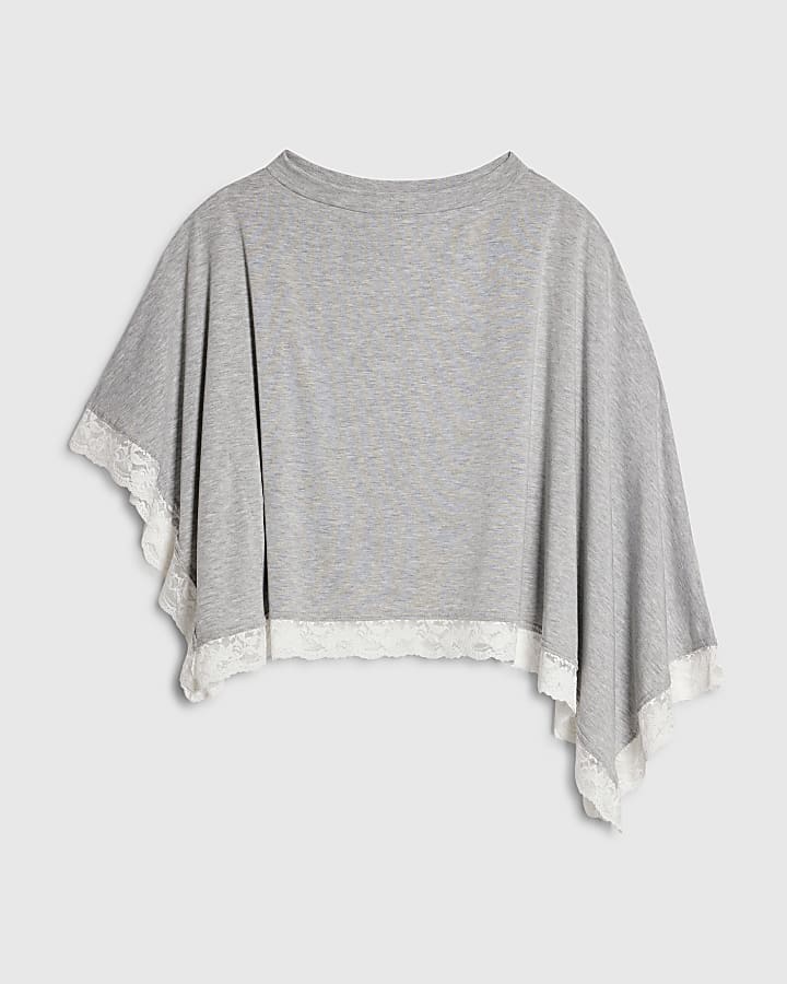 Grey Lace Trim Cape