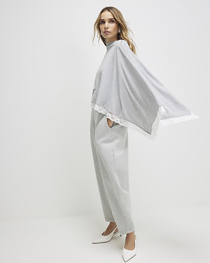Grey Lace Trim Cape