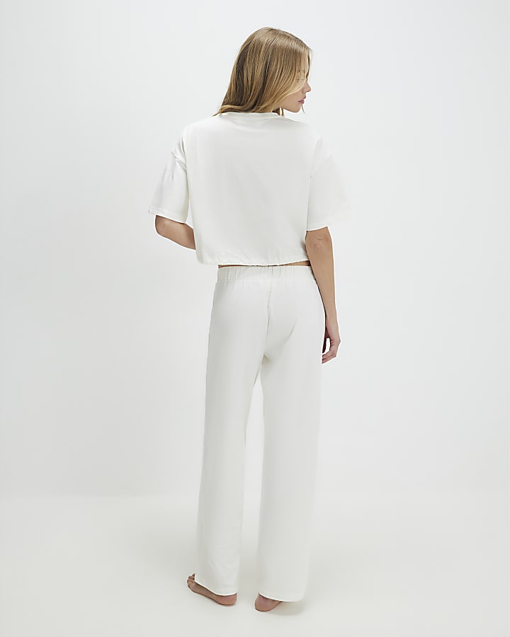 Cream Bubble Hem Jersey Set