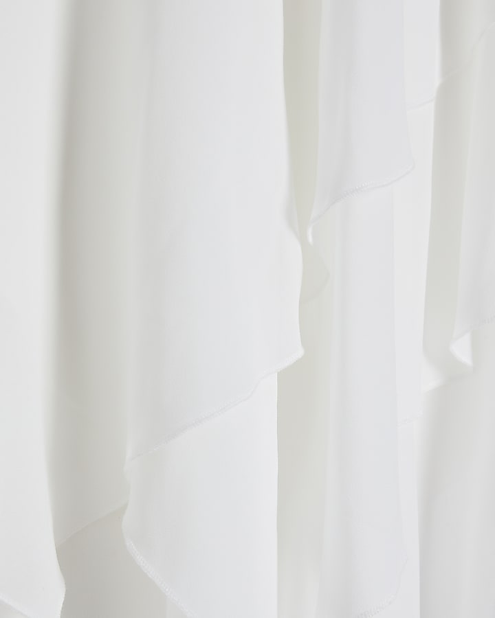 Cream High Neck Ruffle Cape