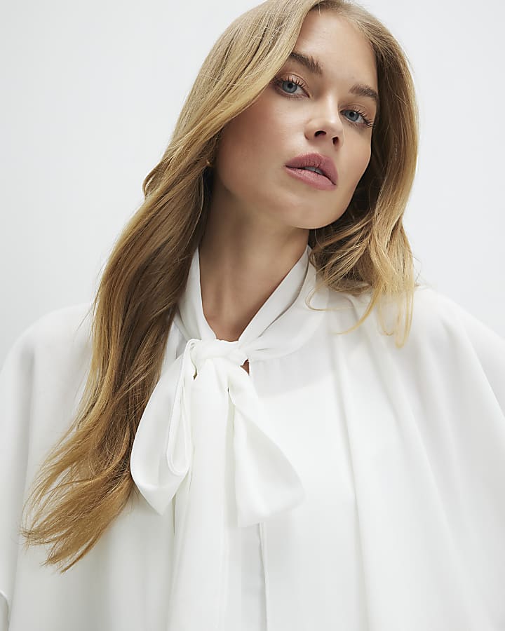 Cream High Neck Ruffle Cape