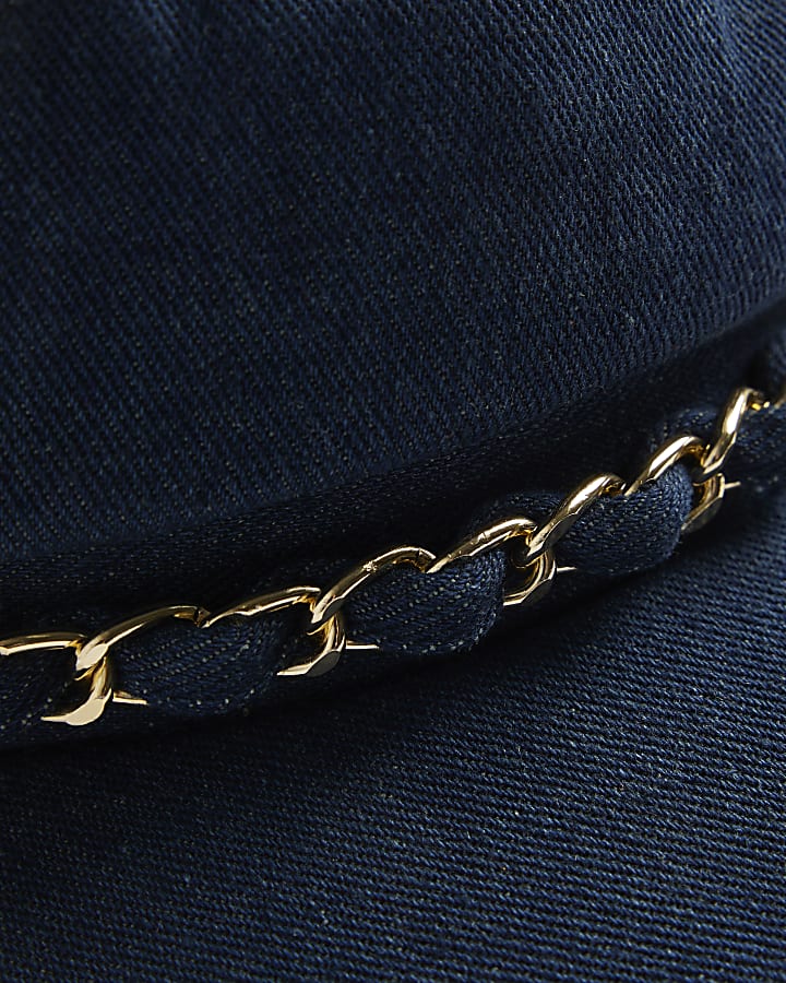 Blue Denim Chain Baker Boy Hat