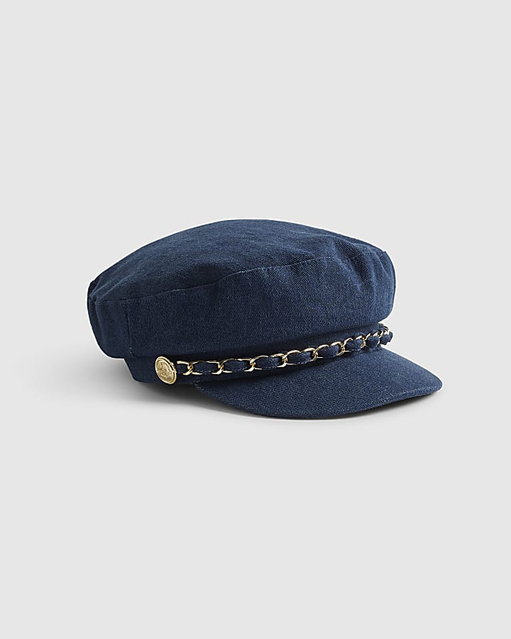 Blue Denim Chain Baker Boy Hat