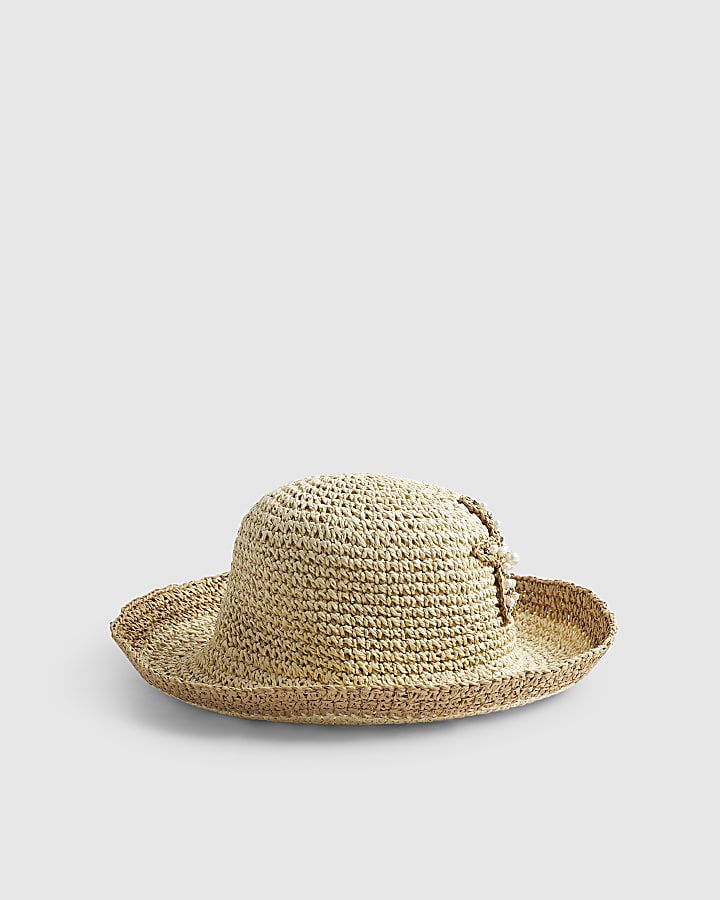 Brown Star Fish Beaded Bucket Hat