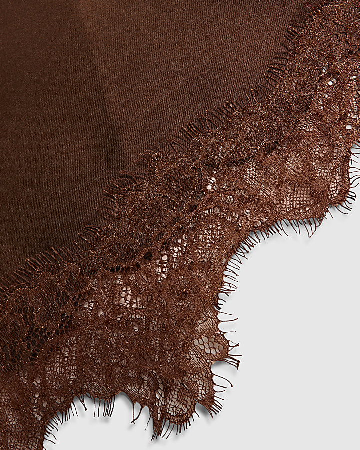 Brown Lace Trim Bandana